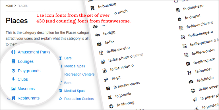 Directory Category Icons fontawesome
