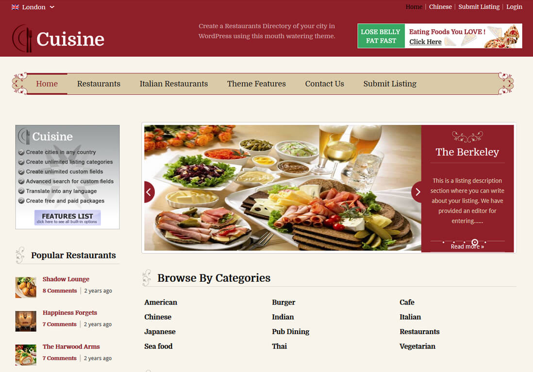 WordPress Restaurant Directory Theme
