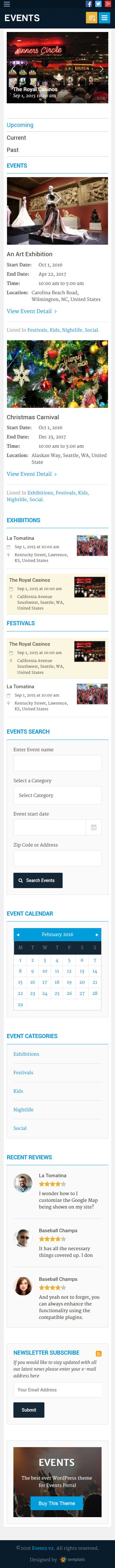 Mobile Friendly WP Events Theme