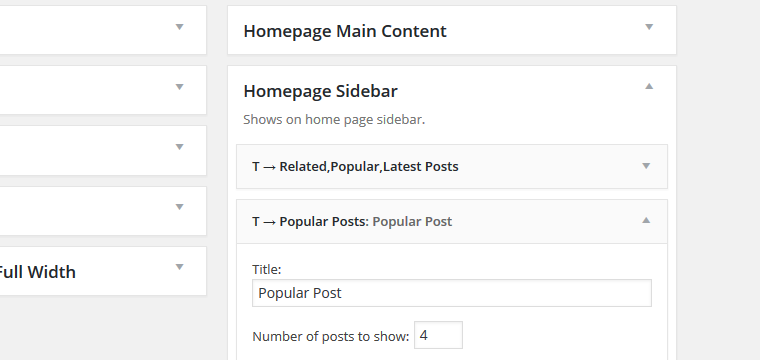 Homepage sidebar