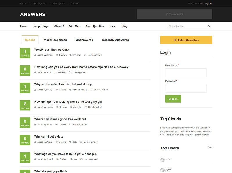 Answers Theme