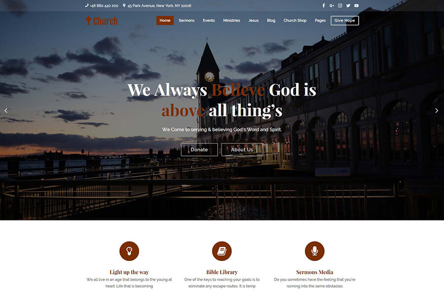 WordPress theme for Church