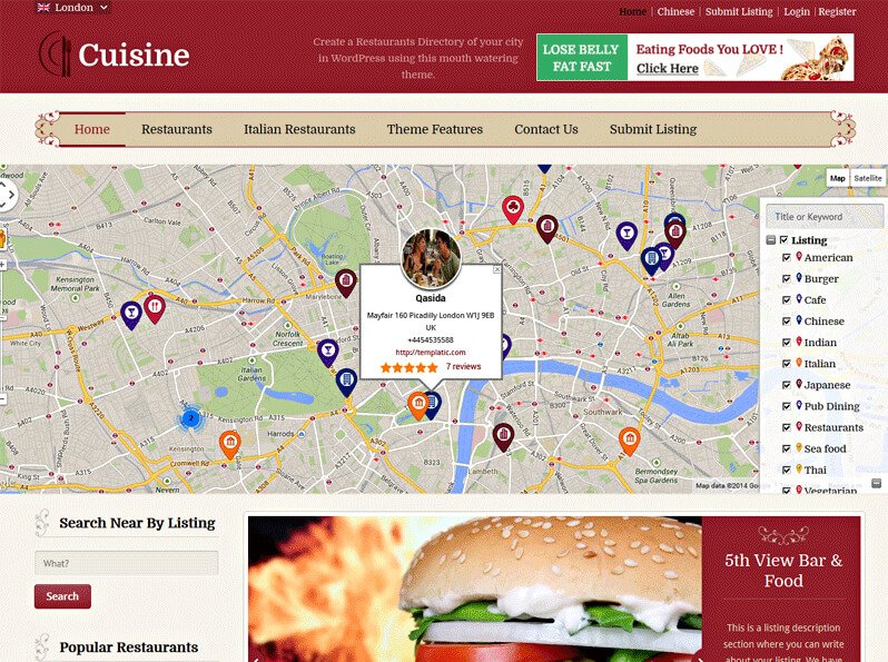 cuisine Restaurant Directory Theme