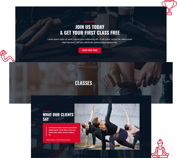 Fitness & Gym Theme Page Design Examples