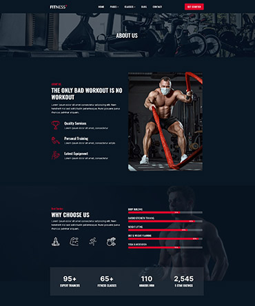 WordPress Fitness & Gym Theme Homepage 2