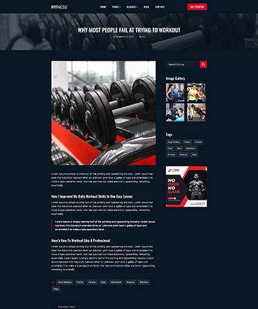 WordPress Fitness & Gym Theme Testimonials Page