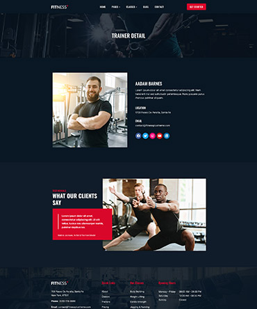 Fitness Theme Trainer Page