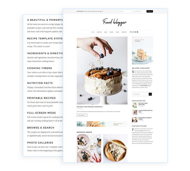 Food blog WordPress theme for chefs, food authors, cooks