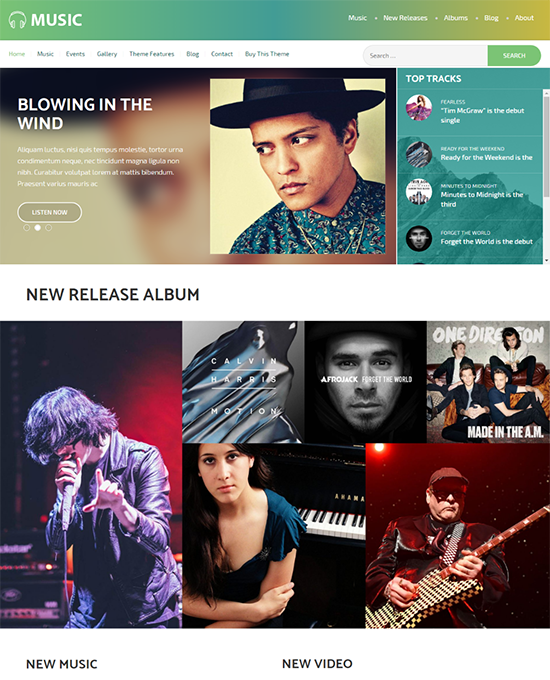 Buy Music WordPress Theme for Musicians/Bands & Website Template