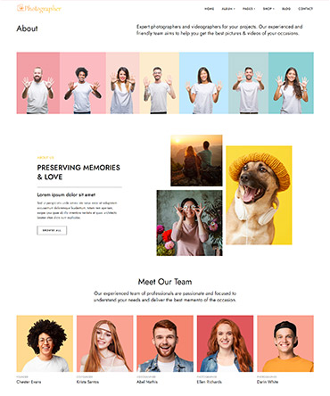 Photography WP Theme About Page