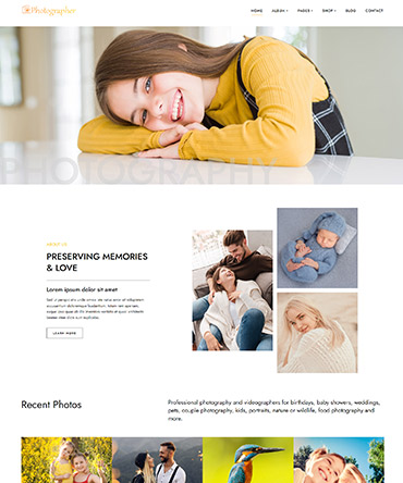 Photography WP Theme Homepage View