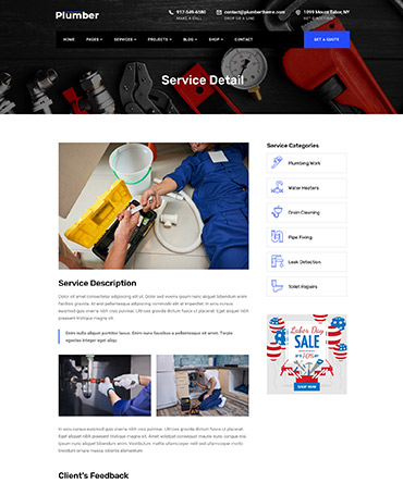 Plumber Theme Services Page