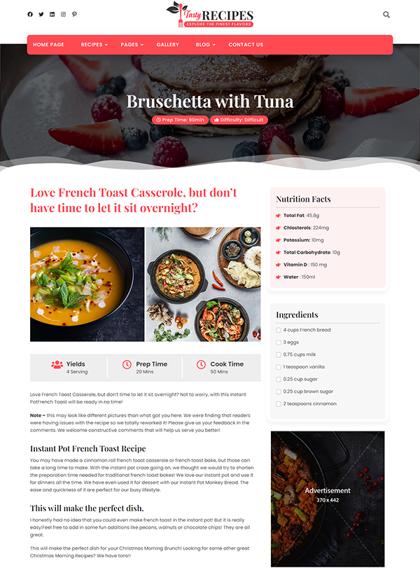 Tasty Recipes Theme Single Recipes Page