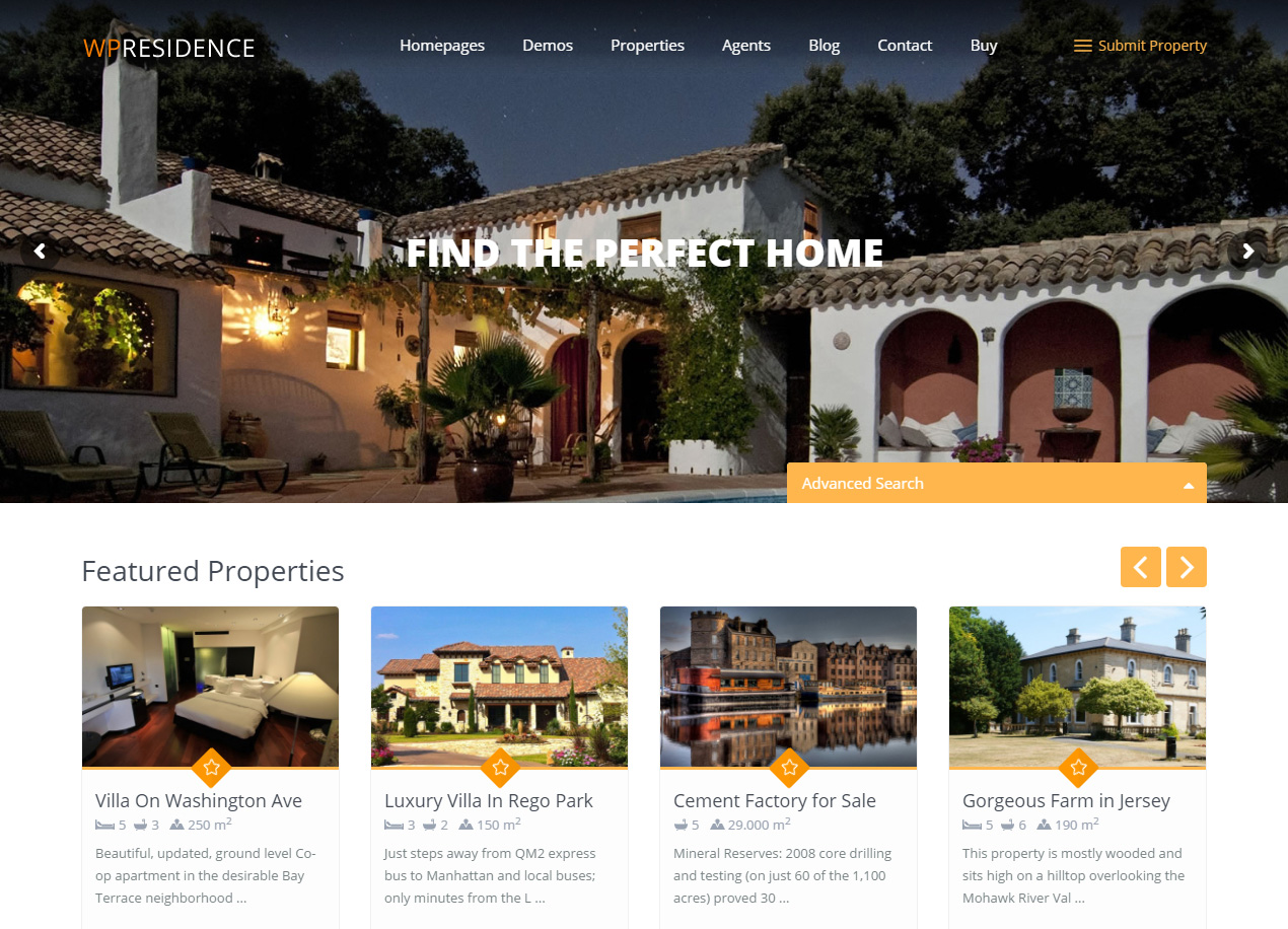 WP Residence - Demo 5 Professional Real Estate WordPress Theme