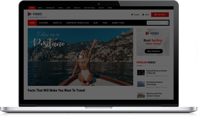 Video Theme - WordPress template for youtube clone website