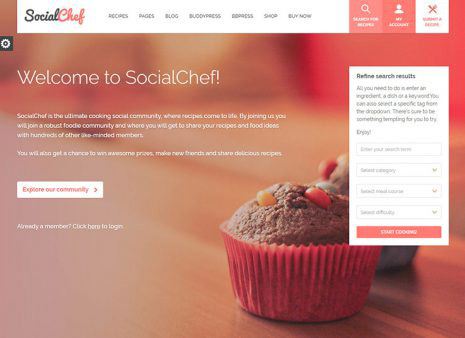 SocialChef social recipe WordPress theme