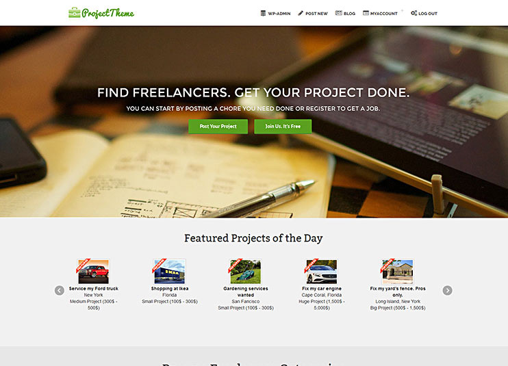 Project Bidding Freelance type theme