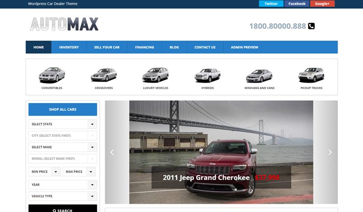 Automax car classifieds theme