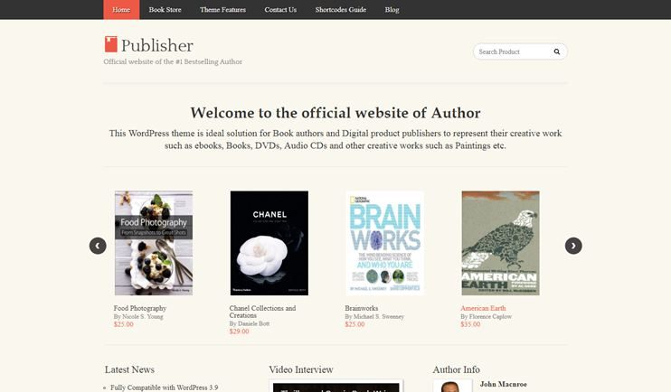 WordPress theme for authors and publishers