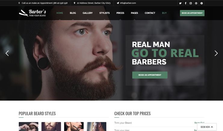 Barber theme for hair salons