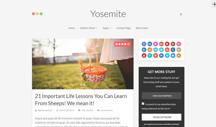 Yosemite theme for creating SEO friendly blogs