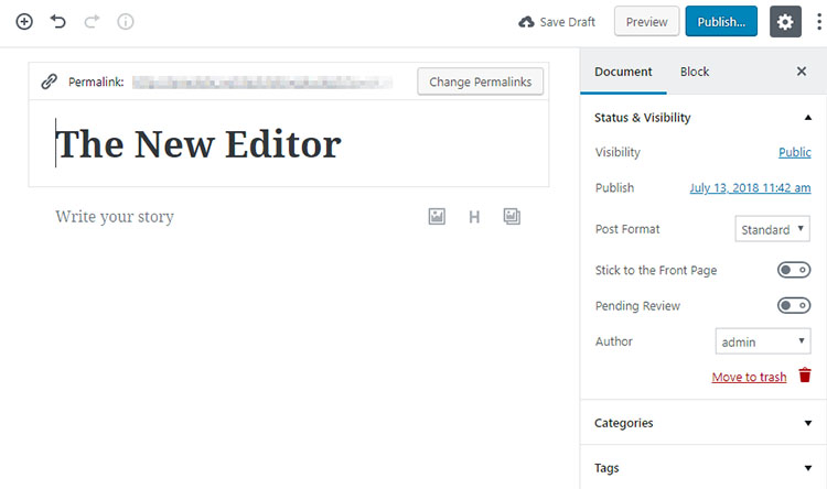 The Gutenberg WordPRess editor