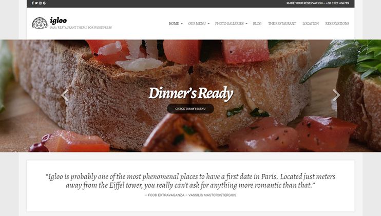 Igloo Restaurant Website Template