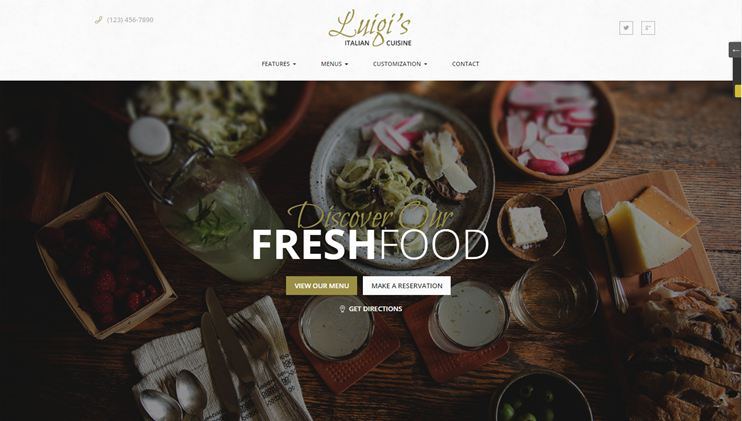 Luigi WordPress Restaurant theme