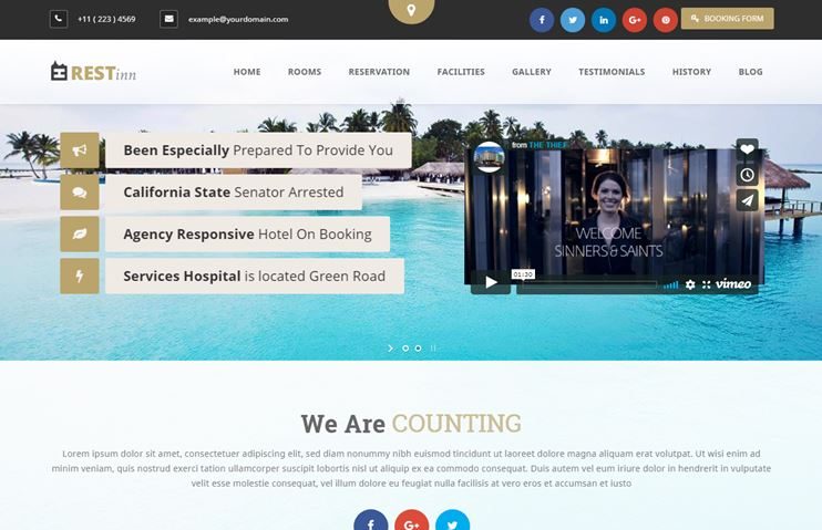 One page booking theme