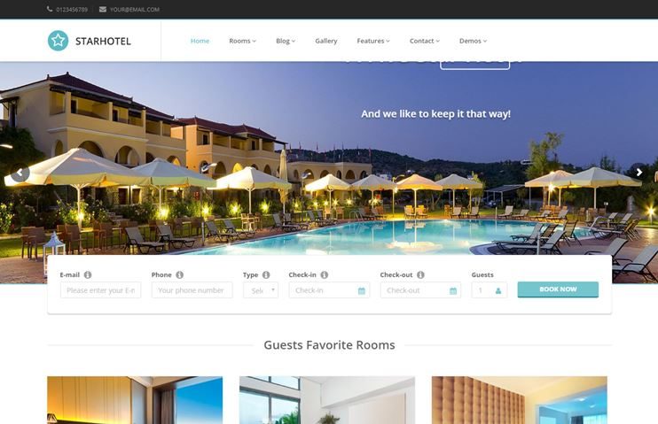 Starhotel modern hotel booking theme