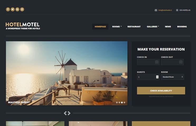 HotelMotel WordPress hotel theme