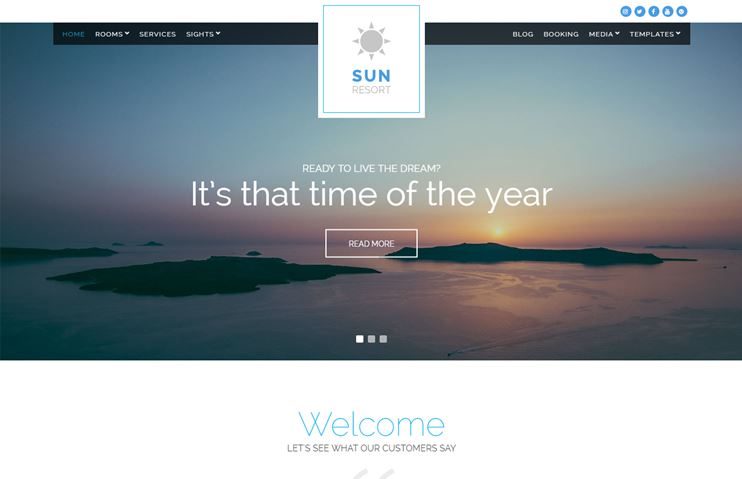 Sun Resort hotel WordPress theme
