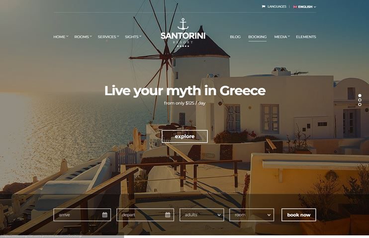 Santorini Resort WordPress theme