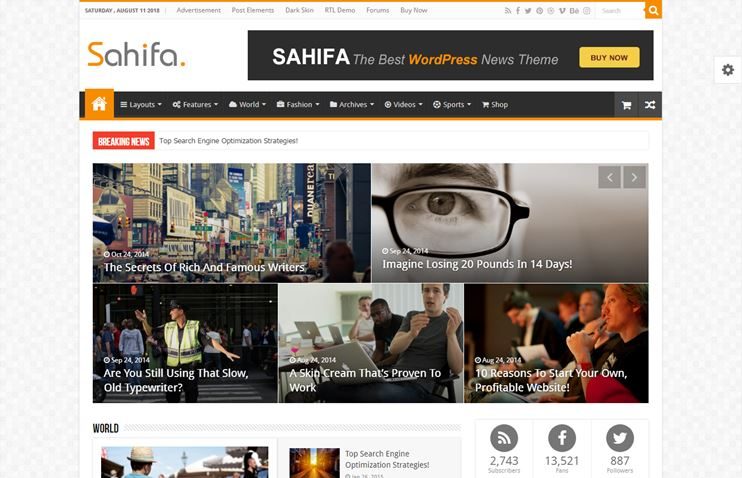 Sahifa news and magazine theme