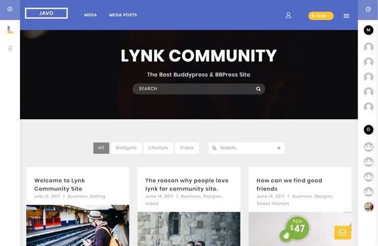 Lynk social networking WordPress theme