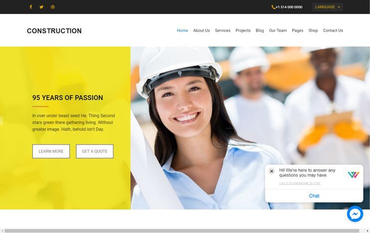 Construction website template for builders