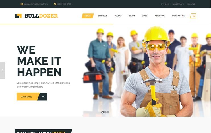Bulldozer construction & building WordPress theme
