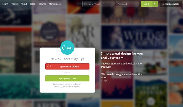 Canva Blog tool to create custom web images