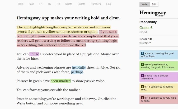 Hemingway editor: Blogging tools