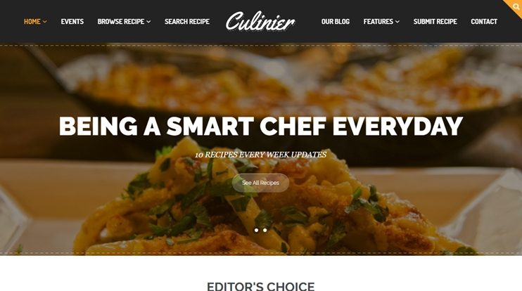Culinier food blog and recipe theme