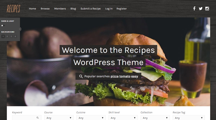 WordPress theme for recipes