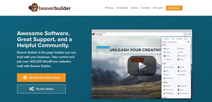 Beaver builder drag and drop page builder