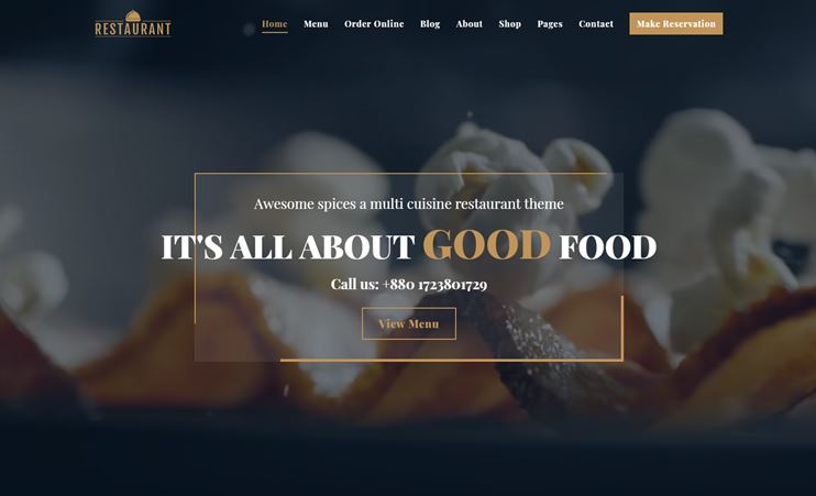 Gutenberg themes list: Restaurant theme