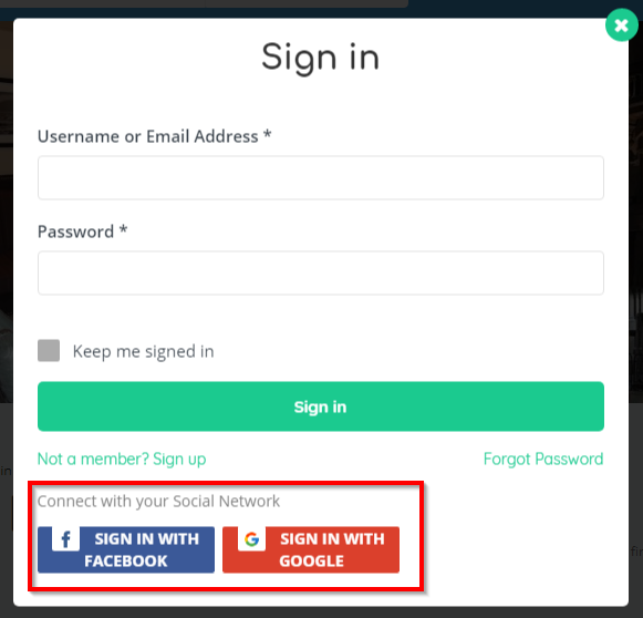 social logins with listing pro
