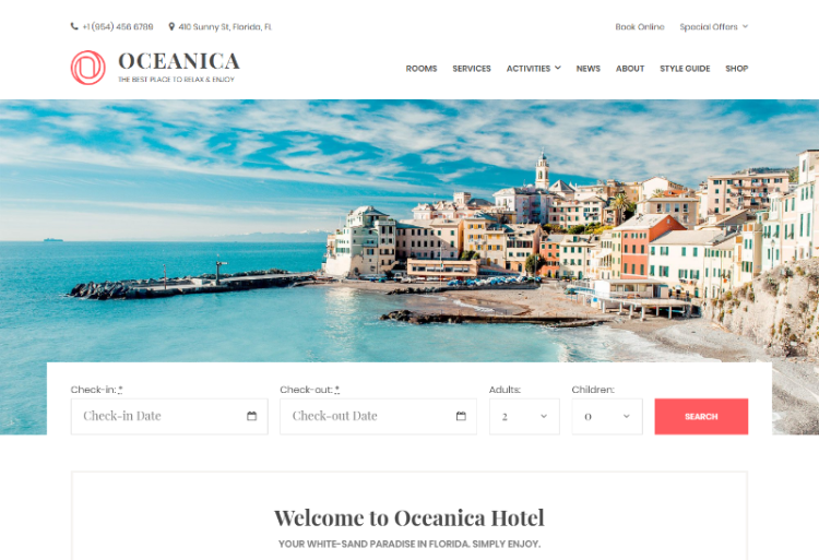 Oceania WordPress theme for Hotels and Rentals on Themeforest