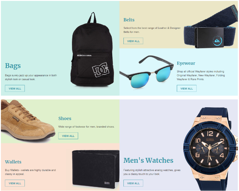 Categorize eCommerce website design