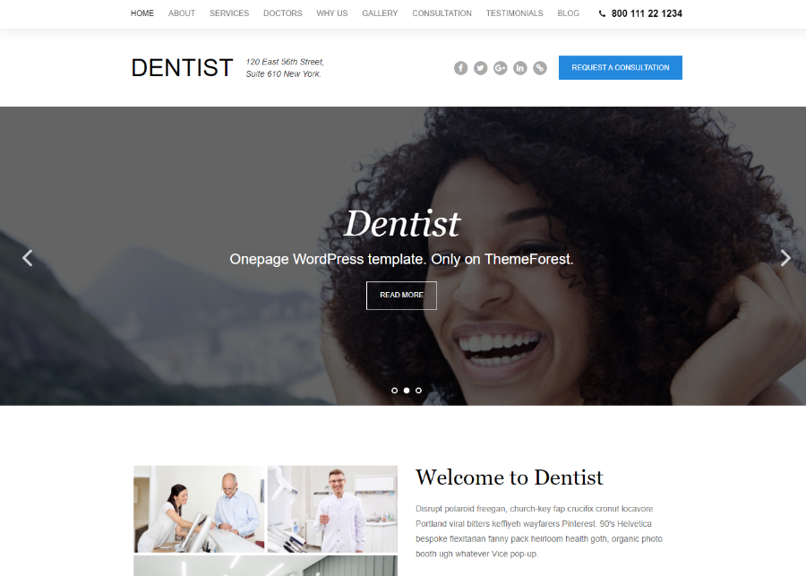 One Page Dental WordPress Theme