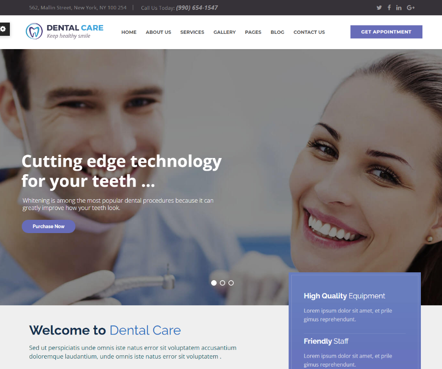 Dental care WordPress theme