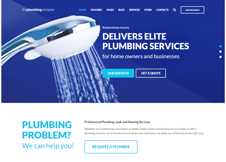 the plumbing company theme for WordPress