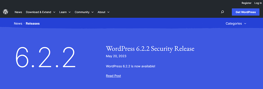 WordPress Latest Release Page - 10 Great Ways To Secure WordPress Websites